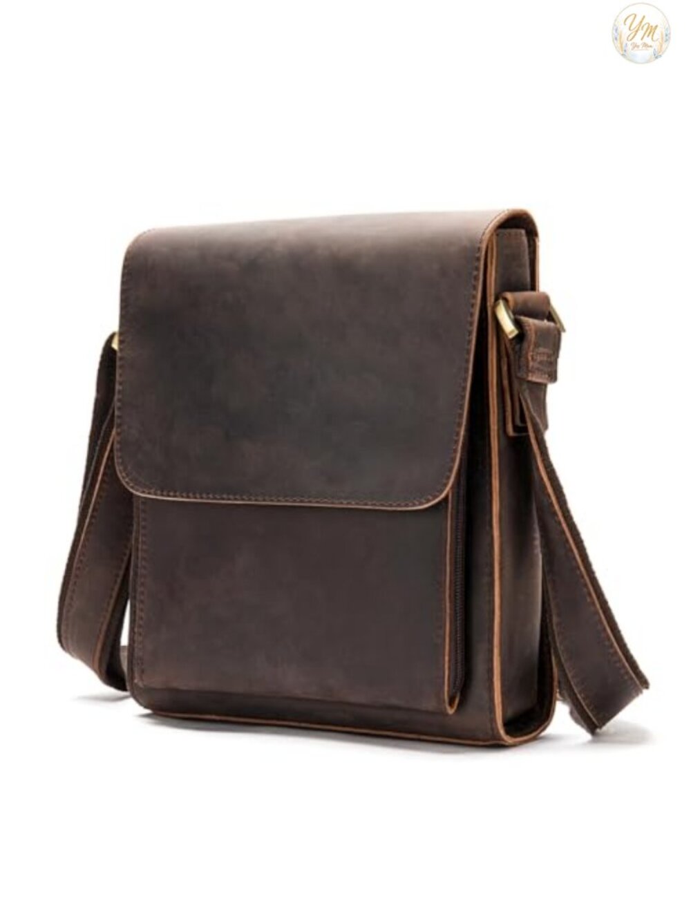 Men's Genuine Cowhide Leather Messenger Bag Crossbody iPad Shoulder Bag